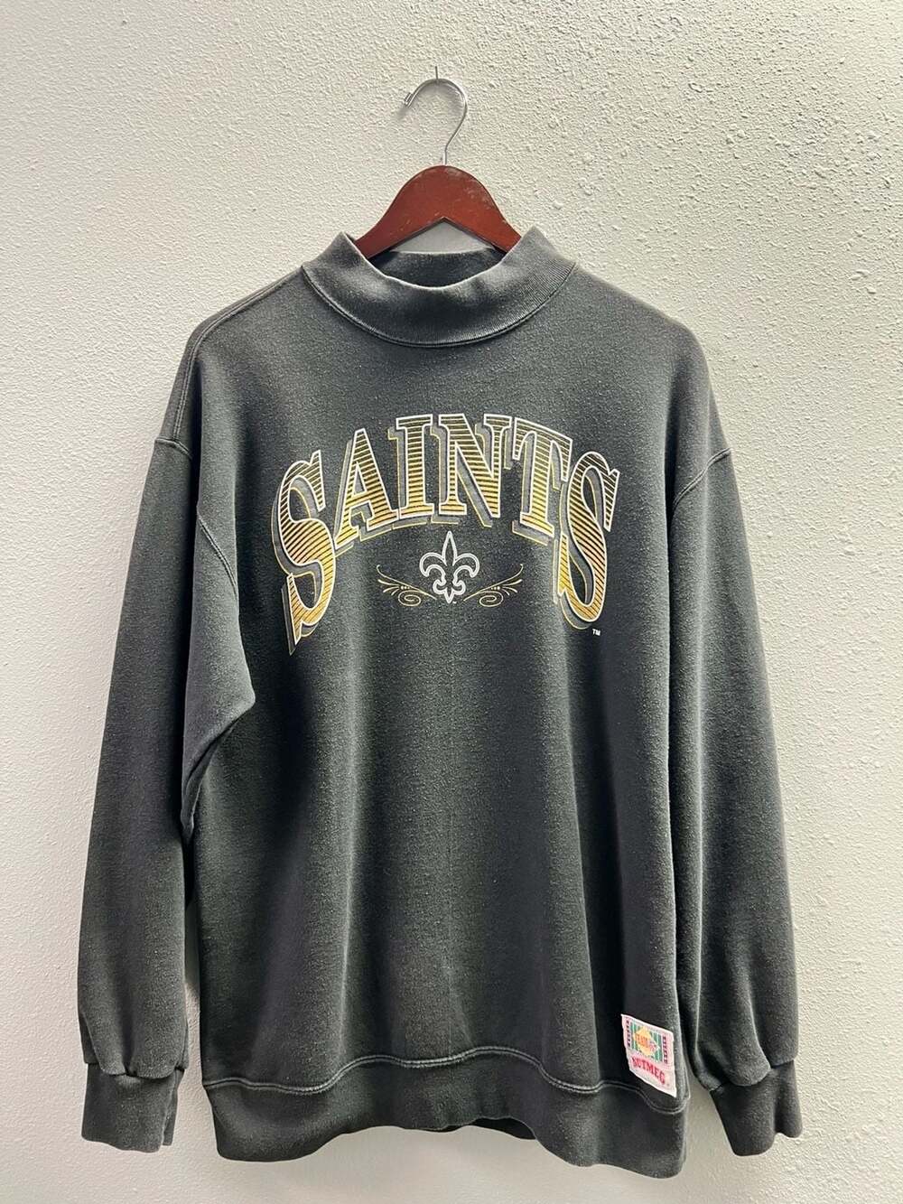 Vintage 90s New Orleans Saints Nutmeg Crewneck Sweatshirt Mock Neck Large 0111